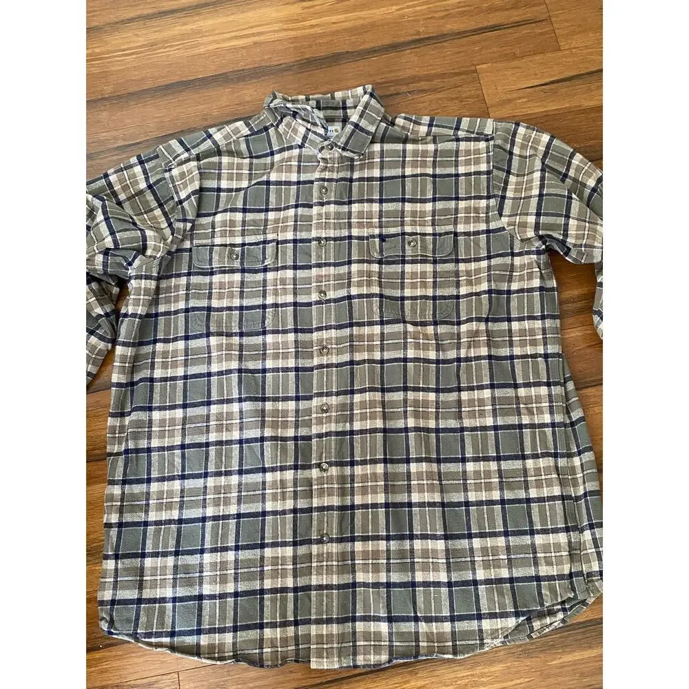 Carhartt 3xl Tall plaid‎ Workwear Brown tan, Green plaid Heavy shirt jacket - Picture 3 of 5